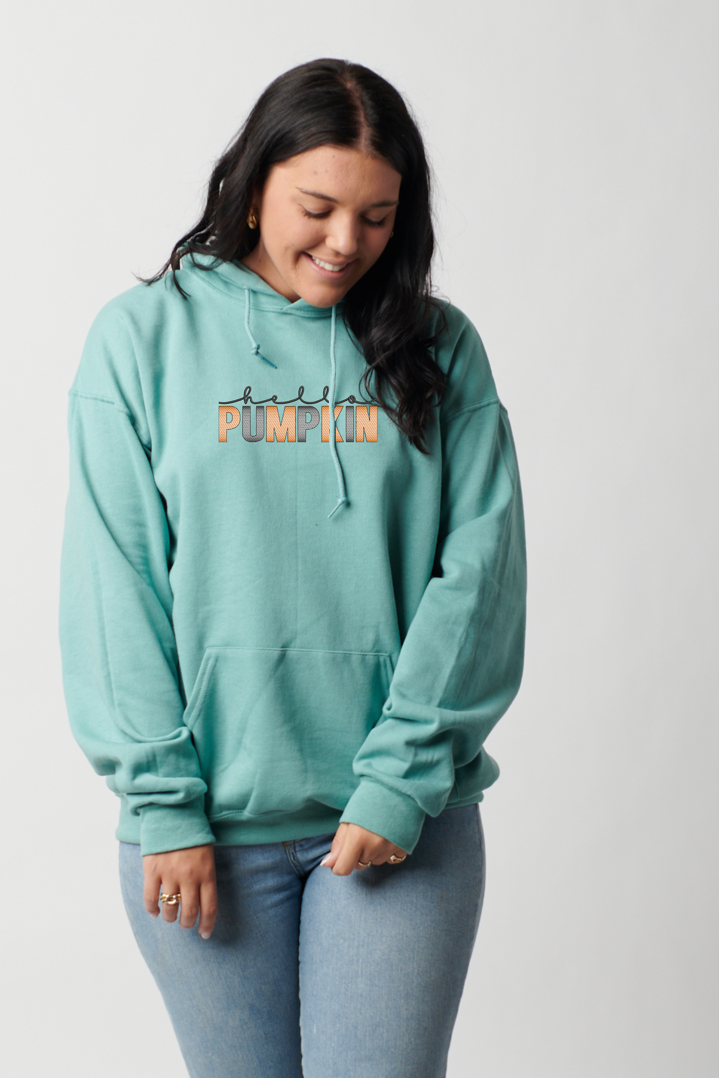 Embroidered Hoodie - "HELLO PUMPKIN"