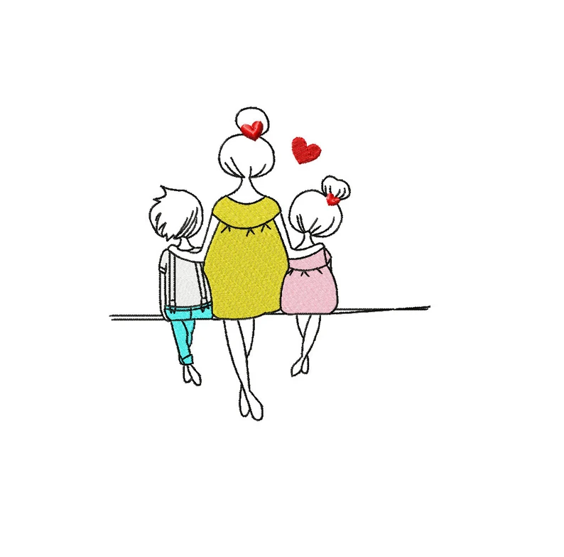 Embroidered Hoodie - "MOM SON DAUGHTER"