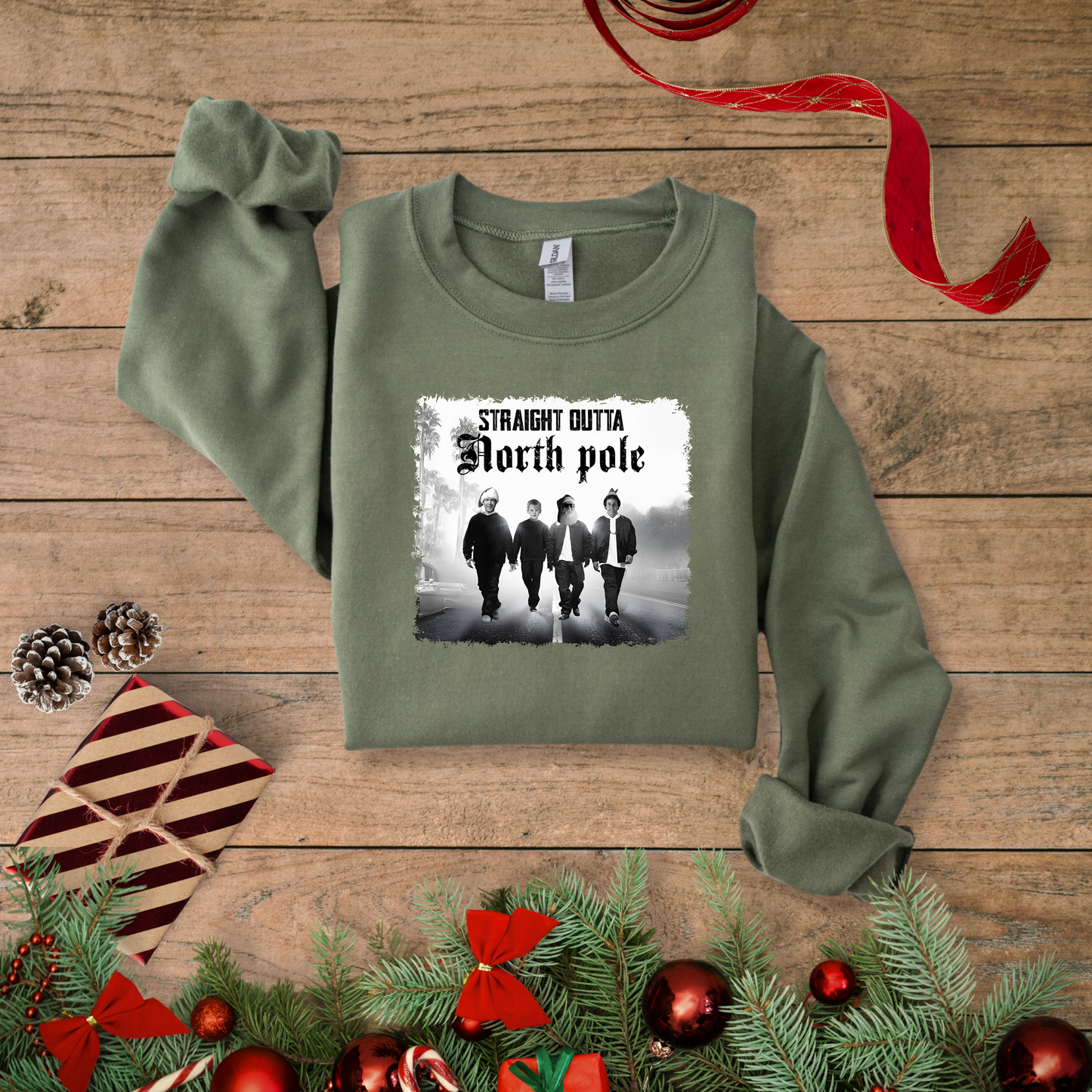 Sweatshirt - "STRAIGHT OUTTA NORTH POLE" DTF Print
